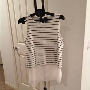 White House Black Market Black & White Striped Layered Shell